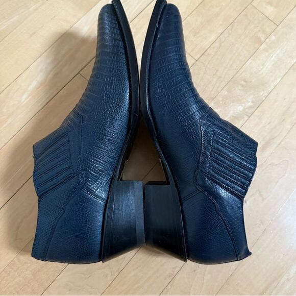 Mezcalero Mexico Made Embossed Leather Western Leather Booties in Blue 10EE - Picture 7 of 16